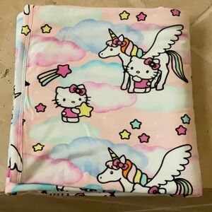 Posh Peanut Pink Unicorn and Hello Kitty Blanket